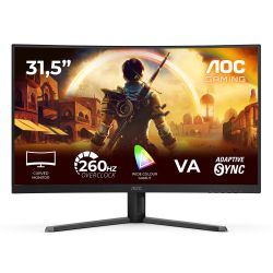 AOC Gaming Monitor C32G42ZE 31.5" Curved 1500R, VA, FHD 1920x1080, 260Hz OC, 4ms GtG / 0.3ms MPRT, 300cd/m2, 3500:1, HDR10, Adap