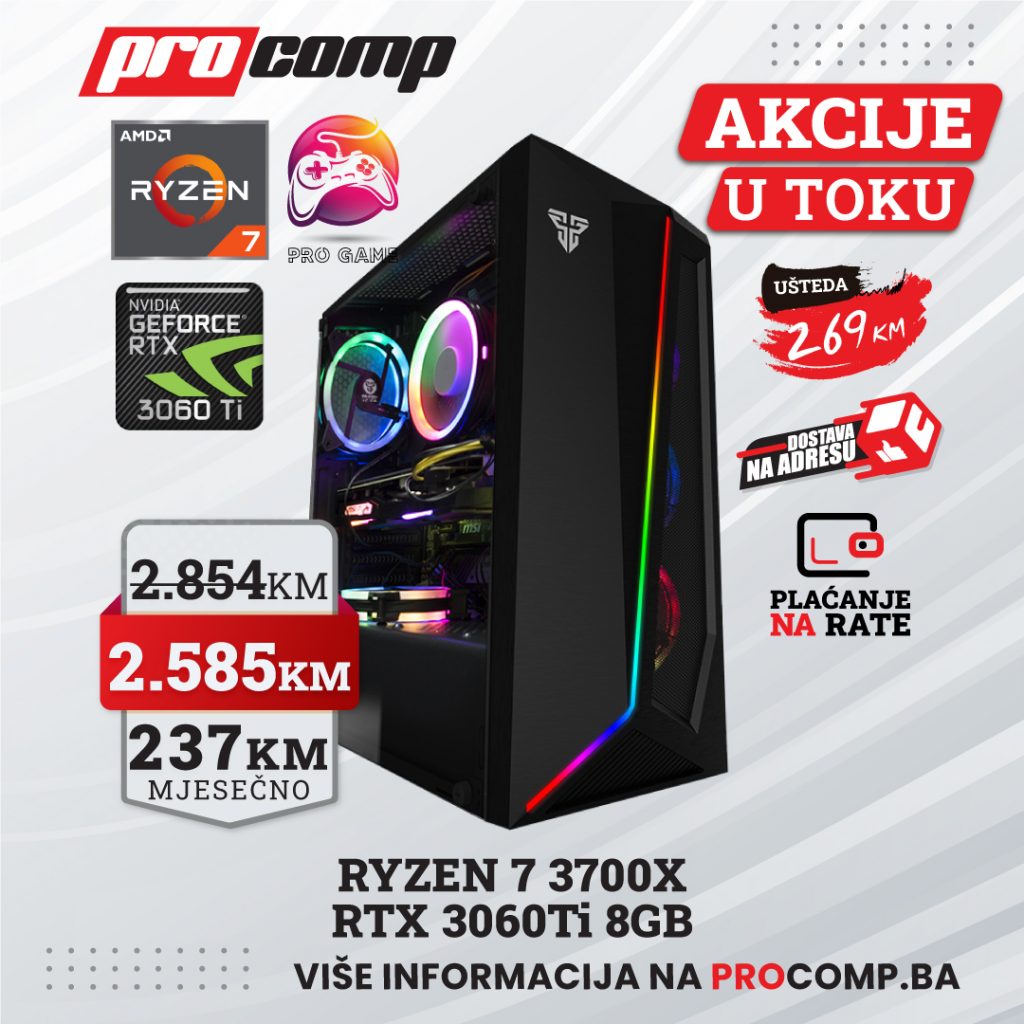Gaming računar RYZEN 7 3700X, RTX 3060Ti 8GB