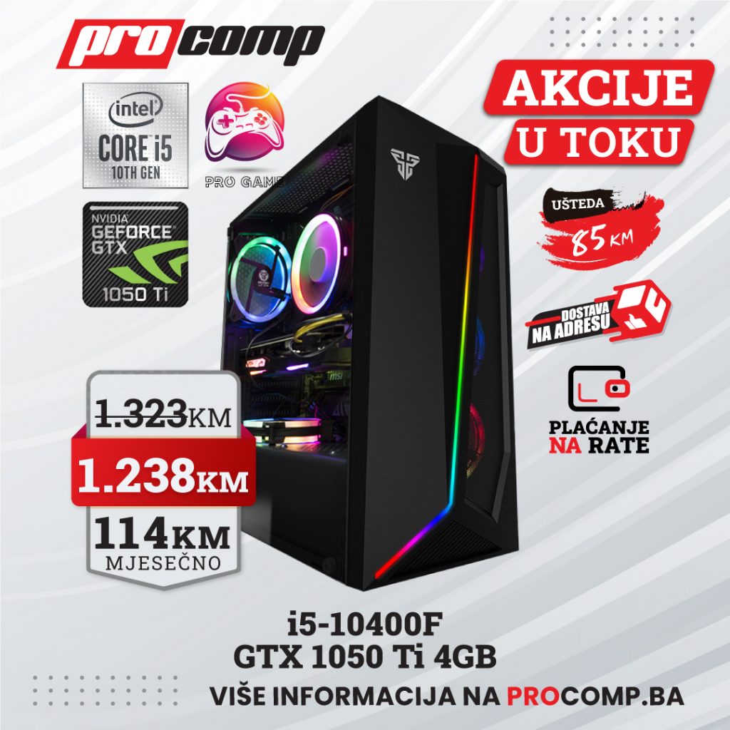 Gaming računar i5-10400F, GTX 1050 Ti 4GB
