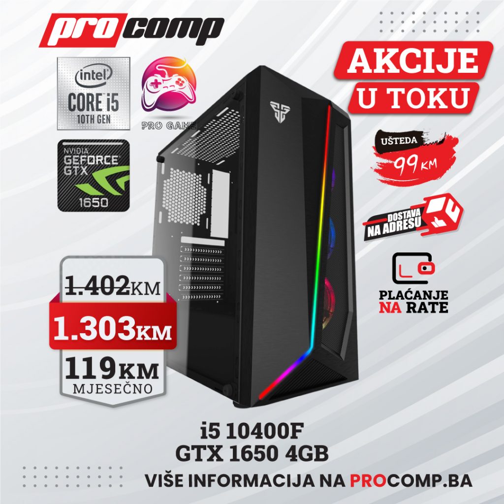 Gaming računar i5-10400F, GTX 1650 4GB