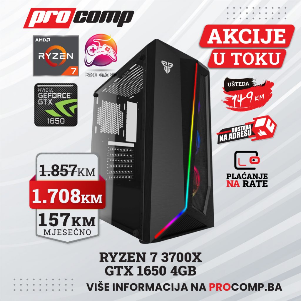 Gaming računar RYZEN 7 3700X, GTX 1650 4GB