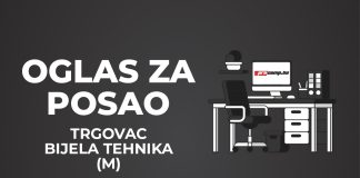 Konkurs za posao: Trgovac bijela tehnika (muškarac), maloprodaja